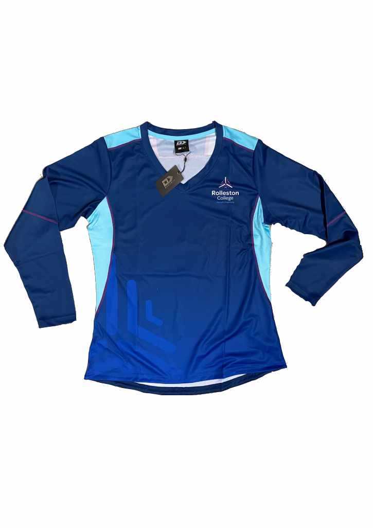 Rolleston College Girls LS training Top Navy/Teal