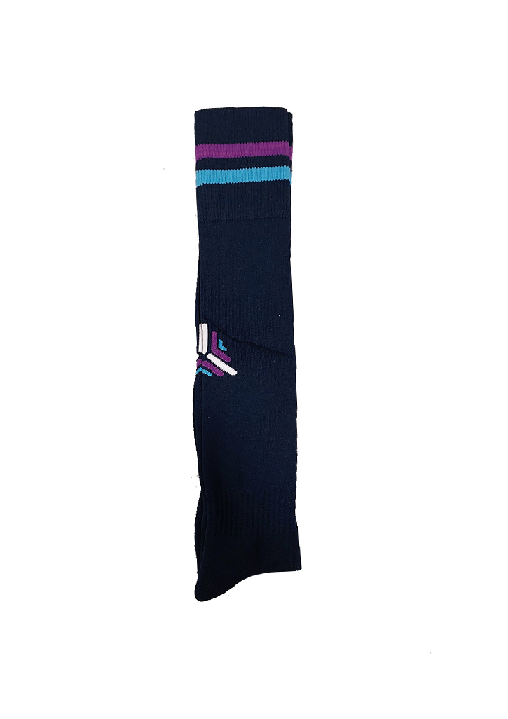 Rolleston College Socks Navy/Teal/Magenta