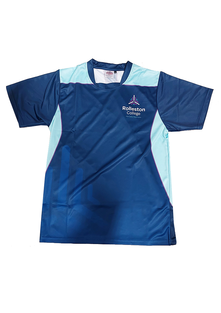 Rolleston College Boys SS training Top Navy/Teal