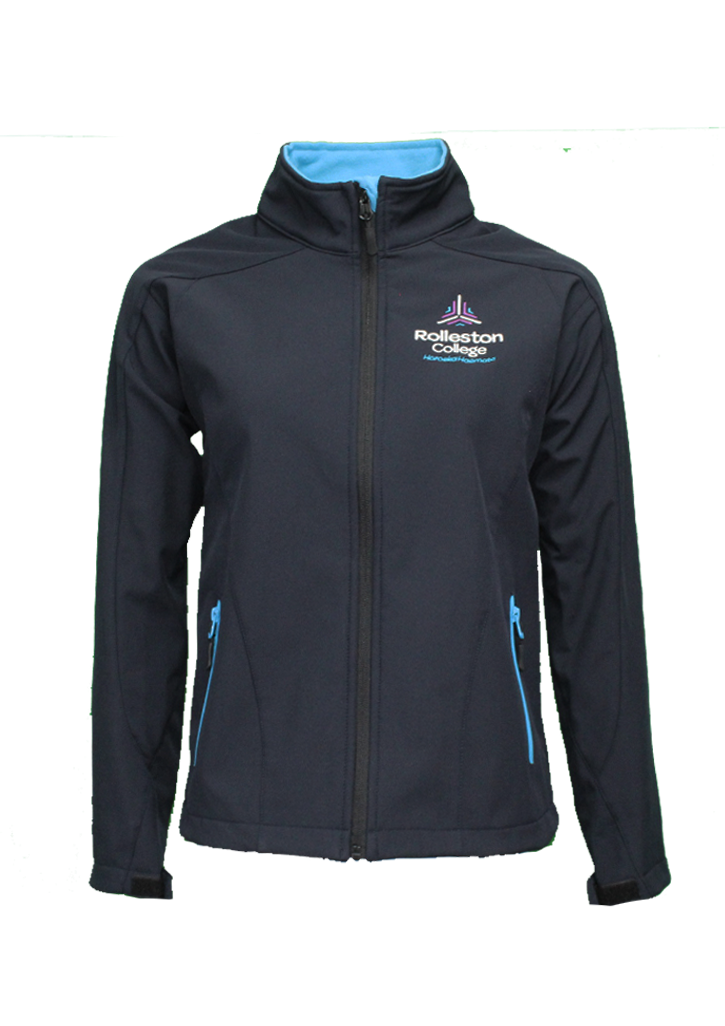 Rolleston College Fitted Softshell Navy/Cyan